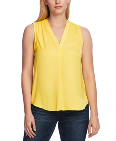 Shop Vince Camuto Petite V-neck Blouse In Soft Canary