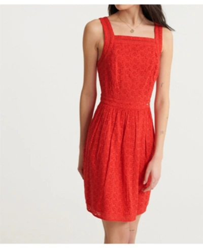 Shop Superdry Blaire Broderie Dress In Red