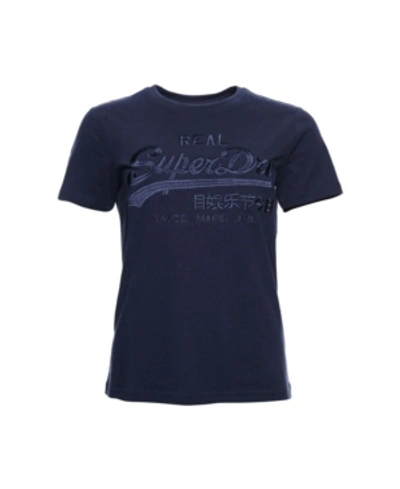 Shop Superdry Vintage Logo Tonal Embroidery T-shirt In Navy
