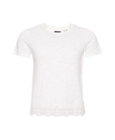 Shop Superdry Lace Mix T-shirt In White