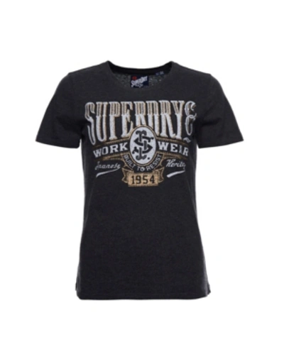 Shop Superdry Workwear Metallic T-shirt In Black
