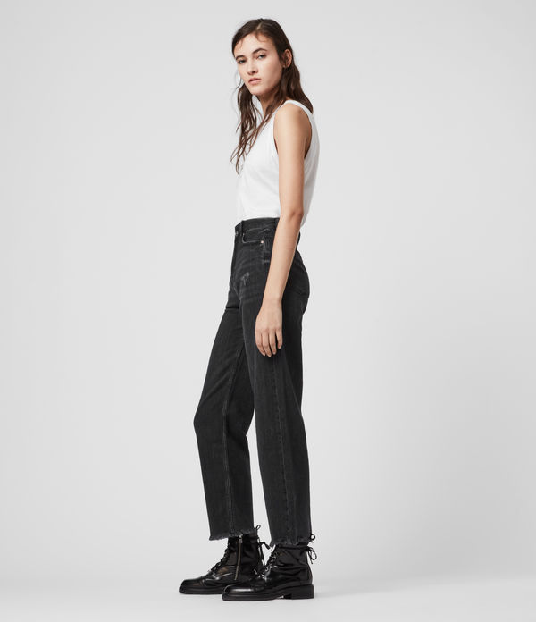 black high waisted boyfriend jeans