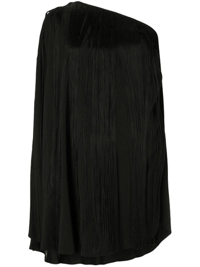 Shop Saint Laurent Single Sleeve Fringed Dress