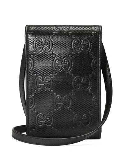 Shop Gucci Gg Signature Phone Holder In Black