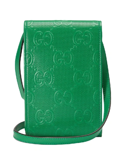 Shop Gucci Gg Logo-embossed Mini Bag In Green