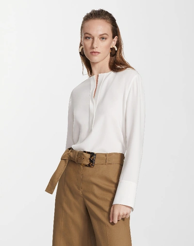 Shop Lafayette 148 Finesse Crepe Hayley Blouse In White