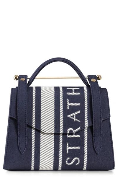 Shop Strathberry Mini Allegro Denim Tote In Navy