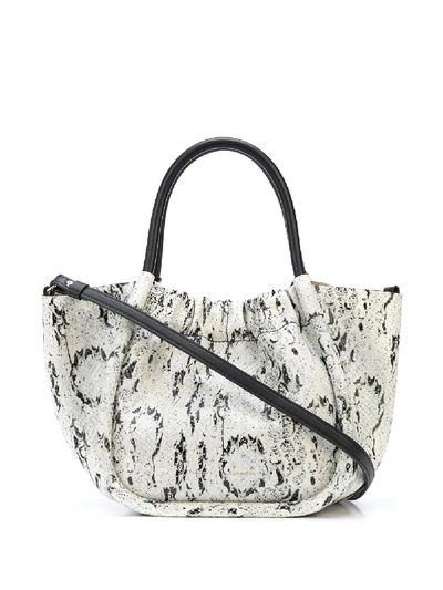 Shop Proenza Schouler Small Snake-effect Ruched Tote Bag In White