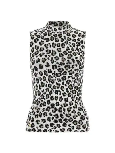 Shop Versace Sleeveless Leopard-print Knit Turtleneck In Leopardo Maculato