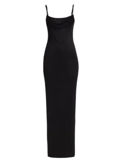 Shop Alexander Wang Draped Corset Maxi Dress In Black