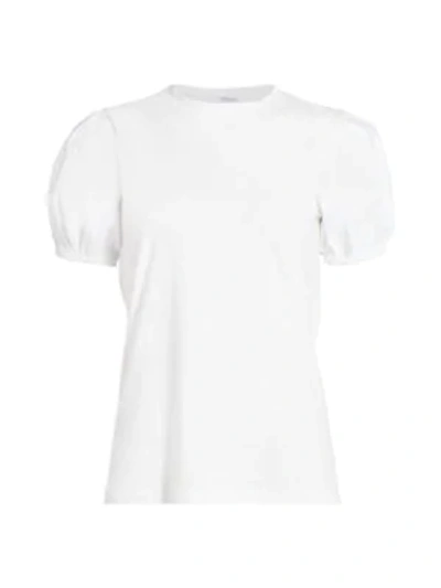 Shop Derek Lam 10 Crosby Eva Puff-sleeve Cotton T-shirt In Optic White