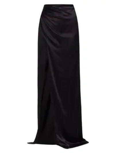Shop Cinq À Sept Kaitlyn Satin Maxi Skirt In Black