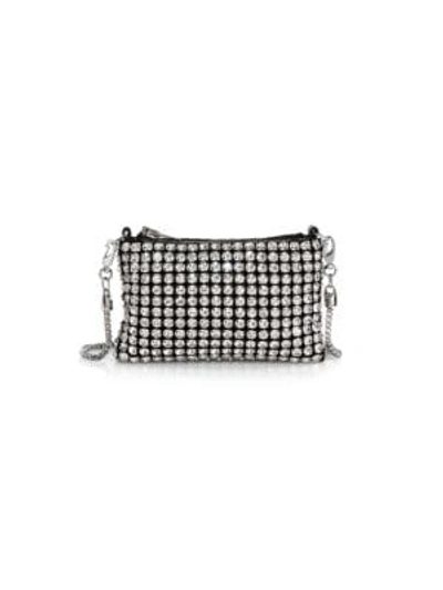 Shop Alexander Wang Wangloc Rhinestone Nano Chain-strap Pouch In White