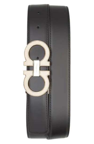 Shop Ferragamo Reversible Leather Belt In Nero / Hickory