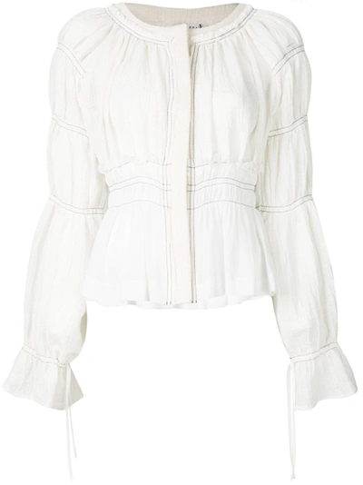 Shop Altuzarra Tiered Sleeve Cropped Jacket White