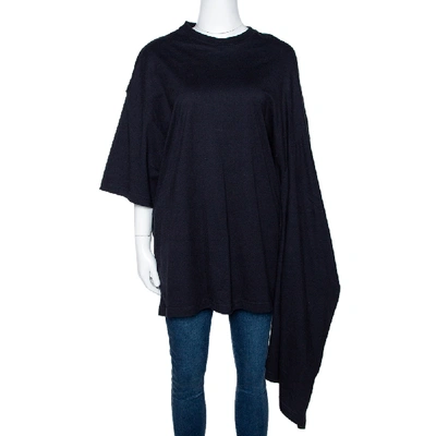 Pre-owned Balenciaga Black Cotton Asymmetric Kimono T Shirt M