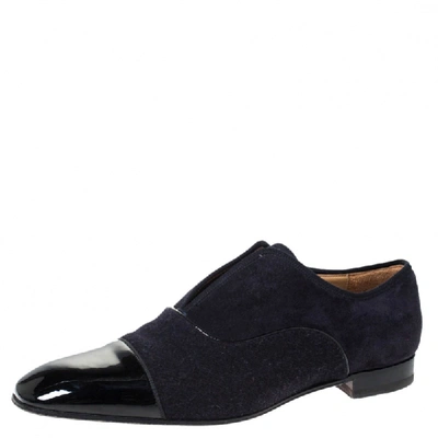 Pre-owned Christian Louboutin Two Tone Suede And Felt Alpha Male Slip On Oxford Loafers Size 43 In Blue