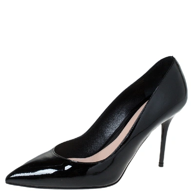 Pre-owned Alexander Mcqueen Black Patent Leather Pointed Toe Pumps Size 38