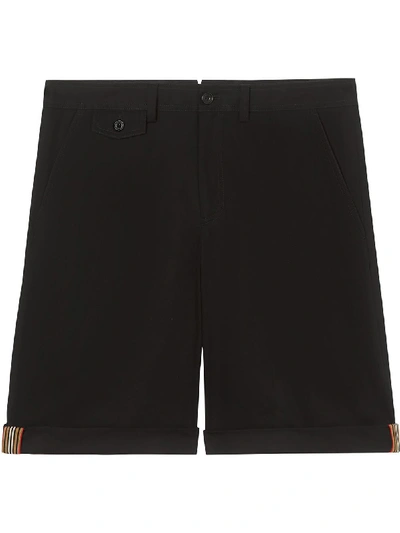 Shop Burberry Icon Stripe Detail Tailored Short In Black