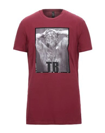 Shop Tom Rebl T-shirts In Maroon