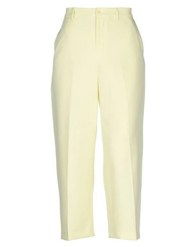 Shop Liu •jo Woman Cropped Pants Light Yellow Size 4 Polyester, Elastane