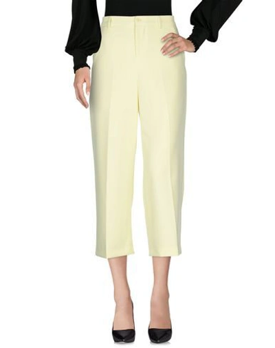 Shop Liu •jo Woman Cropped Pants Light Yellow Size 4 Polyester, Elastane