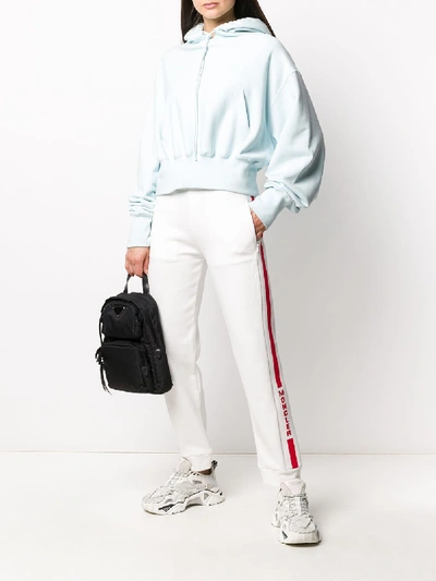 Shop Moncler Cotton Sporty Trousers In White