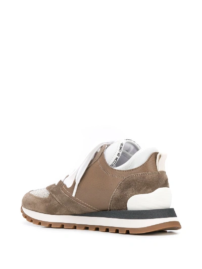 Shop Brunello Cucinelli Leather Sneakers In Brown