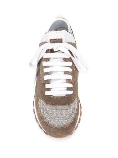 Shop Brunello Cucinelli Leather Sneakers In Brown