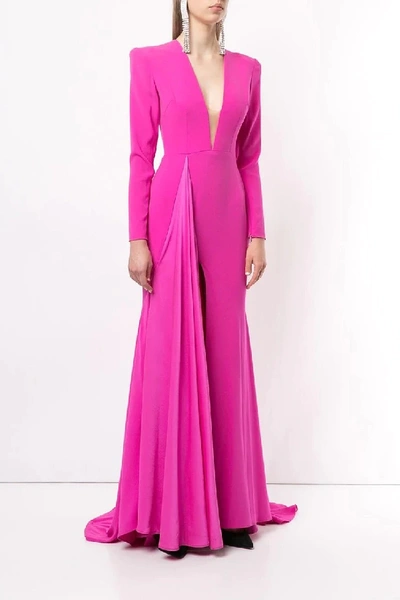 Shop Alex Perry Copy Of Lindy-long Sleeve Satin Crepe Gown