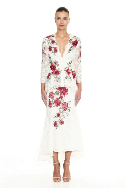 Shop Marchesa Embroidered Lace Top And Skirt