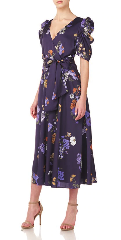 short sleeve floral midi dress