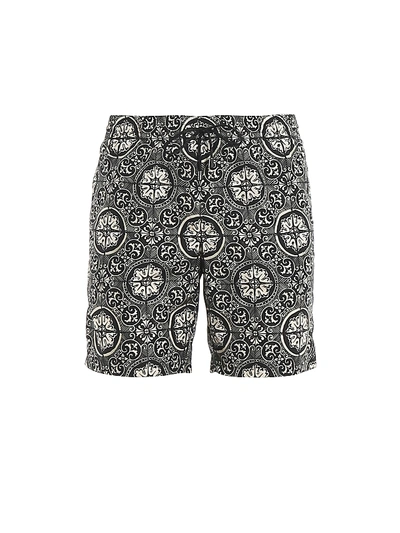 Shop Dolce & Gabbana Maiolica Print Swimming Trunks In Black