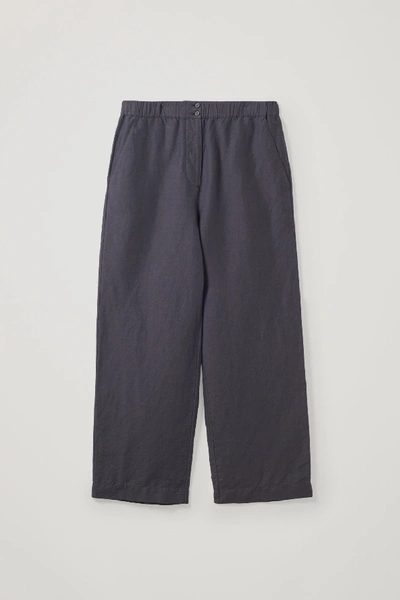 Shop Cos Linen-cotton Straight Pants In Black