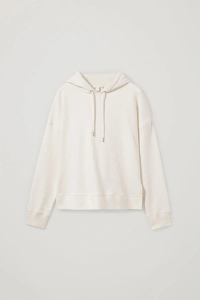 Shop Cos Organic Cotton Waffle-knit Hoodie In White