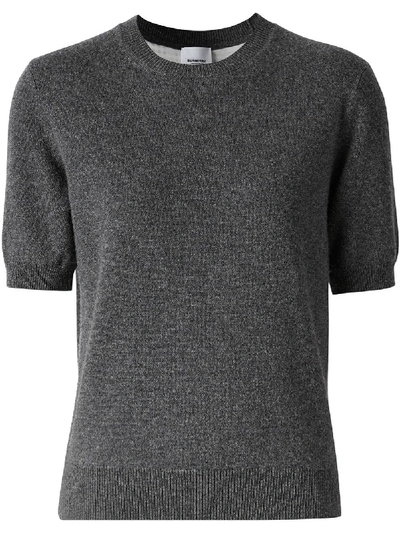 Shop Burberry Short-sleeve Knitted Top In Grey