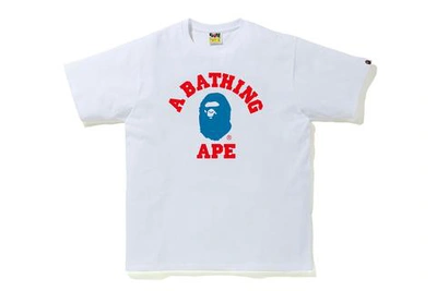 Pre-owned Bape Colors College T-shirt White/blue