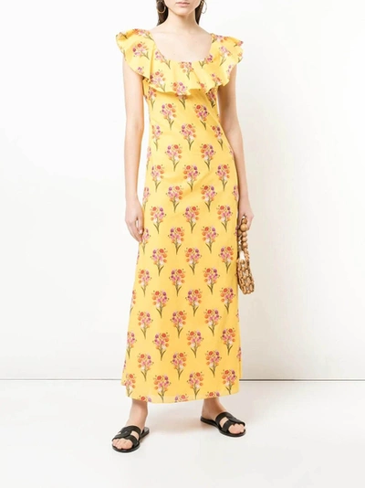 Shop Borgodenor Sleeveless Floral Maxi Dress Yellow