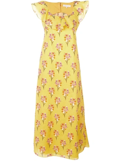 Shop Borgodenor Sleeveless Floral Maxi Dress Yellow