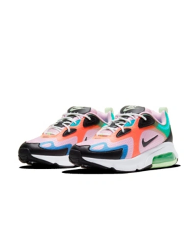 Shop Nike Women's Air Max 200 Se Running Sneakers From Finish Line In Light Arctic Pink, Black, Orange