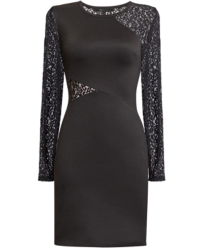 Shop Bcbgmaxazria Jorden Lace-panel Bodycon Dress In Black