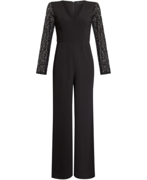 lace sleeve jumpsuit black