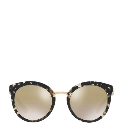 Shop Dolce & Gabbana Tortoiseshell Round Sunglasses In Black