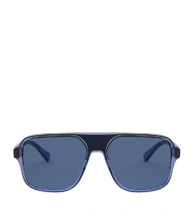 Shop Dolce & Gabbana Step Injection Square Sunglasses In Blue