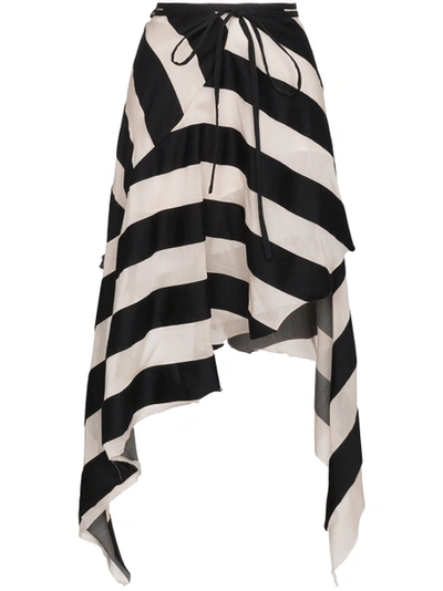 Shop Marques' Almeida Spiral Asymmetric Stripe Skirt