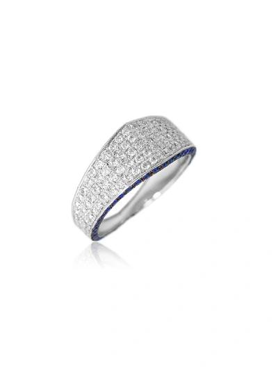 Shop Ralph Masri Modernist Band, Sapphires And Diamonds In Silver