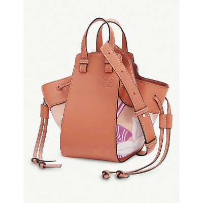 Shop Loewe X Paula's Hammock Mini Leather And Canvas Bag In Grapefruit/salmon