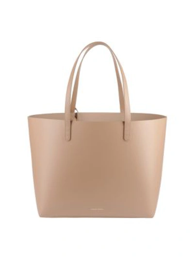 Shop Mansur Gavriel Large Leather Tote In Biscotto
