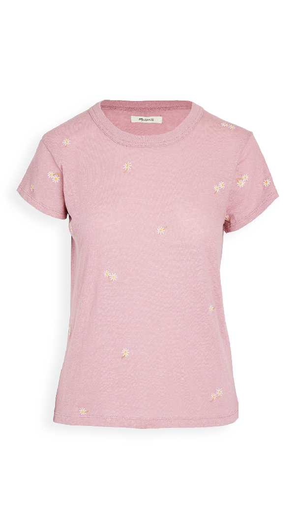 Madewell The Daisy Embroidered Tee In Weathered Berry ModeSens