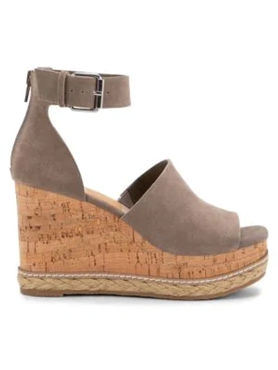 Shop Dolce Vita Otto Suede Ankle-strap Platform Wedge Sandals In Taupe